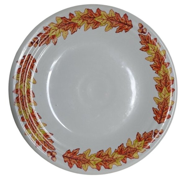 Fiestaware Fiesta Fall Leaves Acorn Ceramic 9" Luncheon Plate Classic Rim White - Picture 2 of 16